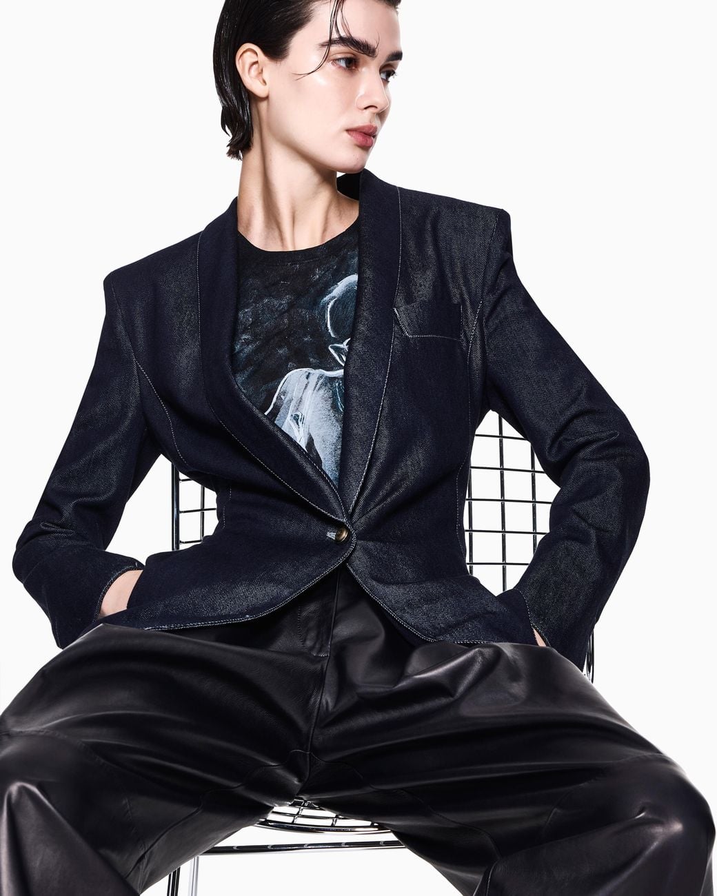 Giorgio Armani Blue Trousers With Wide Pleats