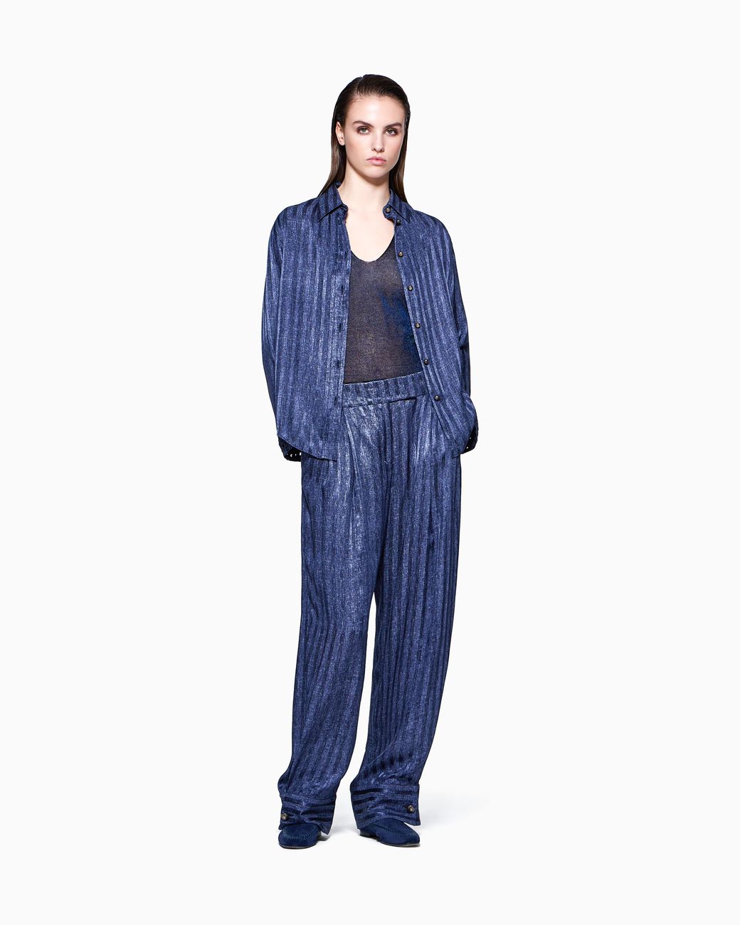 Giorgio Armani Blue Viscose Lurex Top