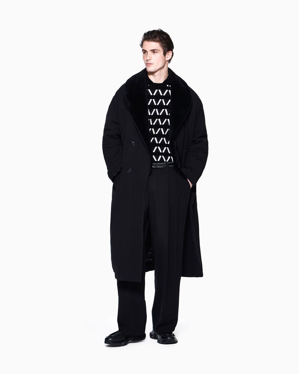Giorgio Armani Black Coat Oversized for men