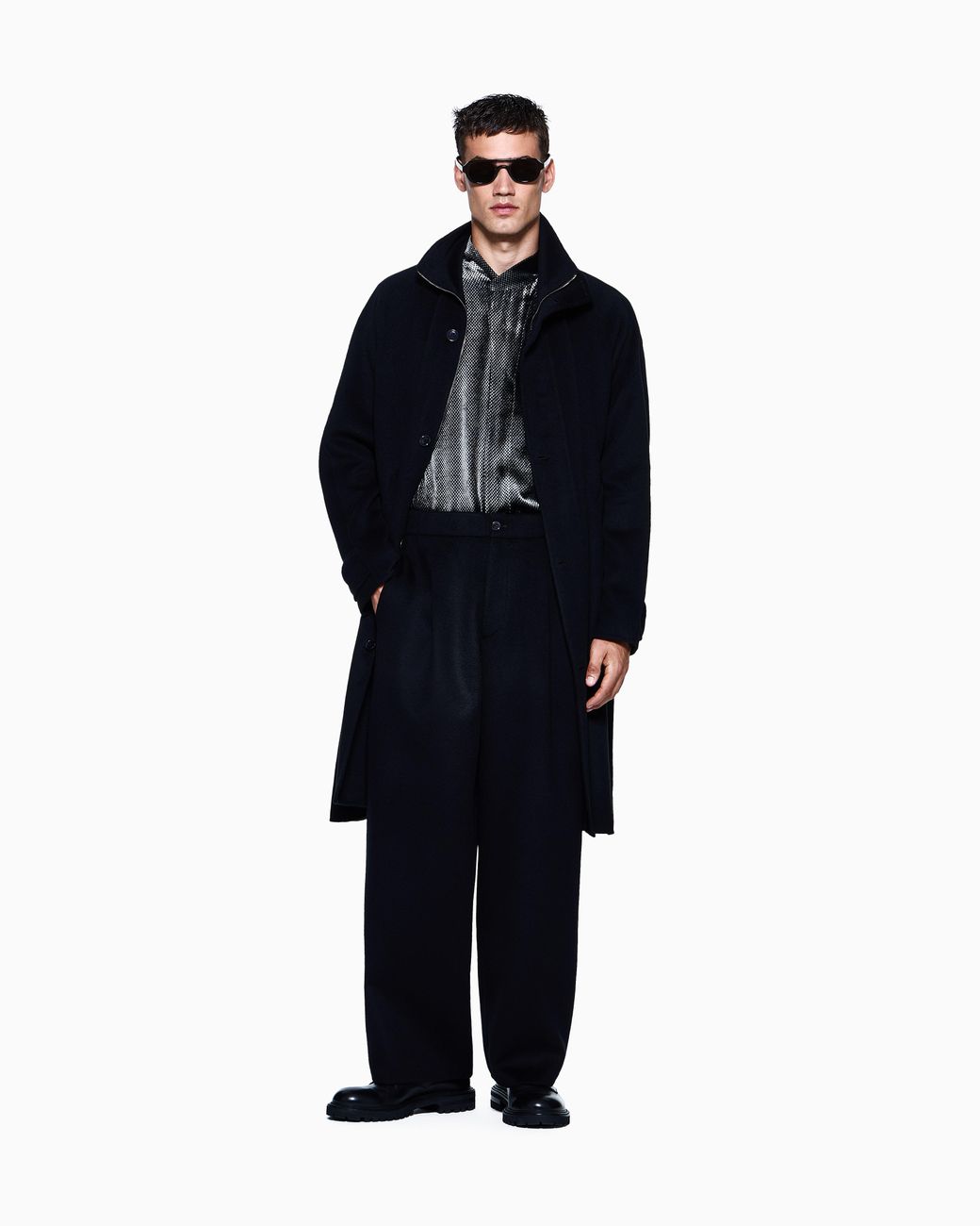 Giorgio Armani Blue One-Pleat Trousers for men