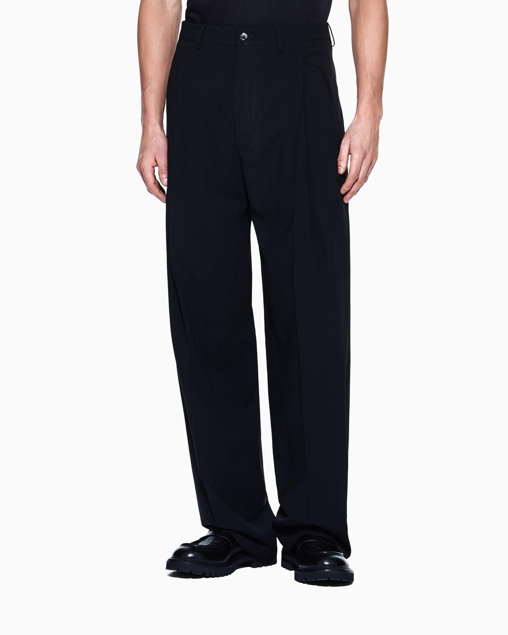 Giorgio Armani Blue Single-Pleat, Virgin Wool Crêpe Trousers for men