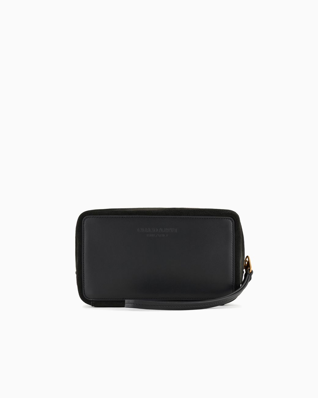 Giorgio Armani Black Suede Zipped Washbag for men