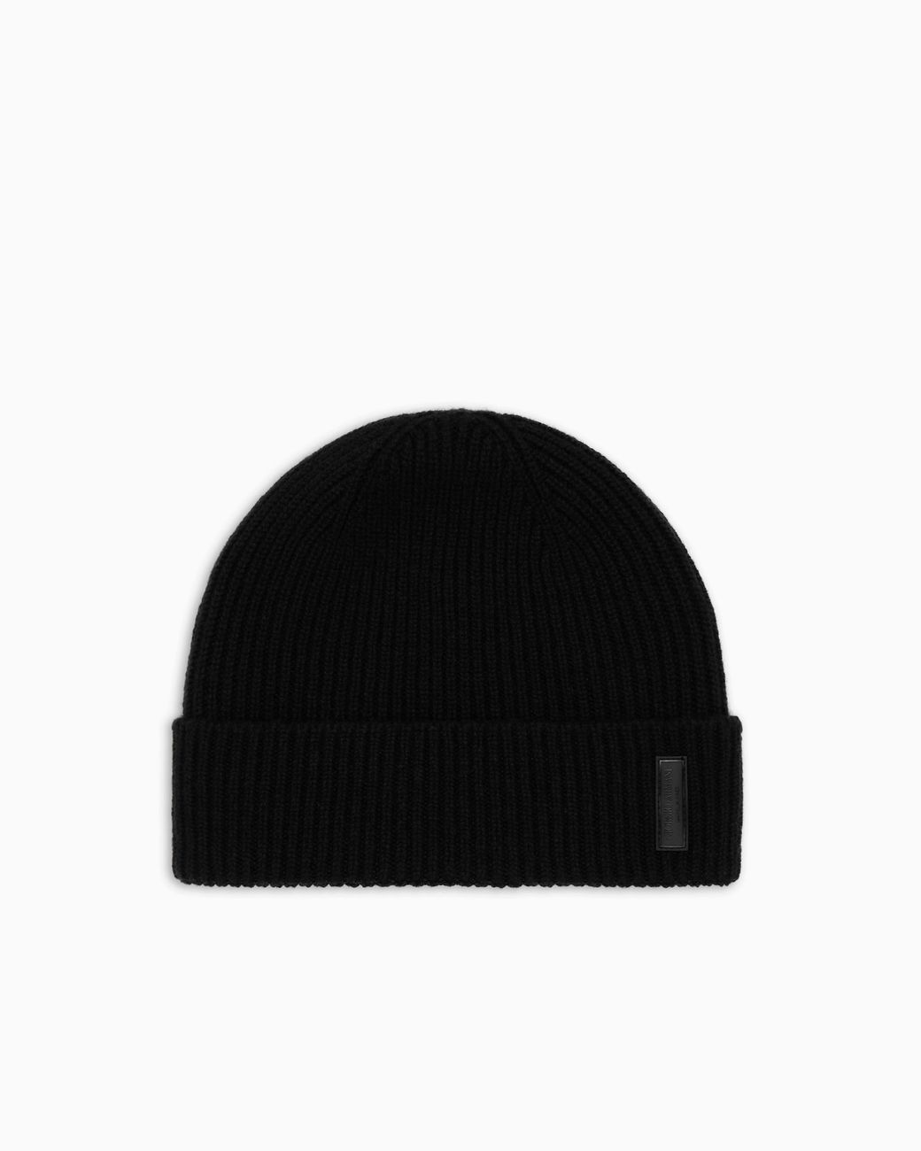 Giorgio Armani Black Ribbed Cashmere Beanie With Cuff for men