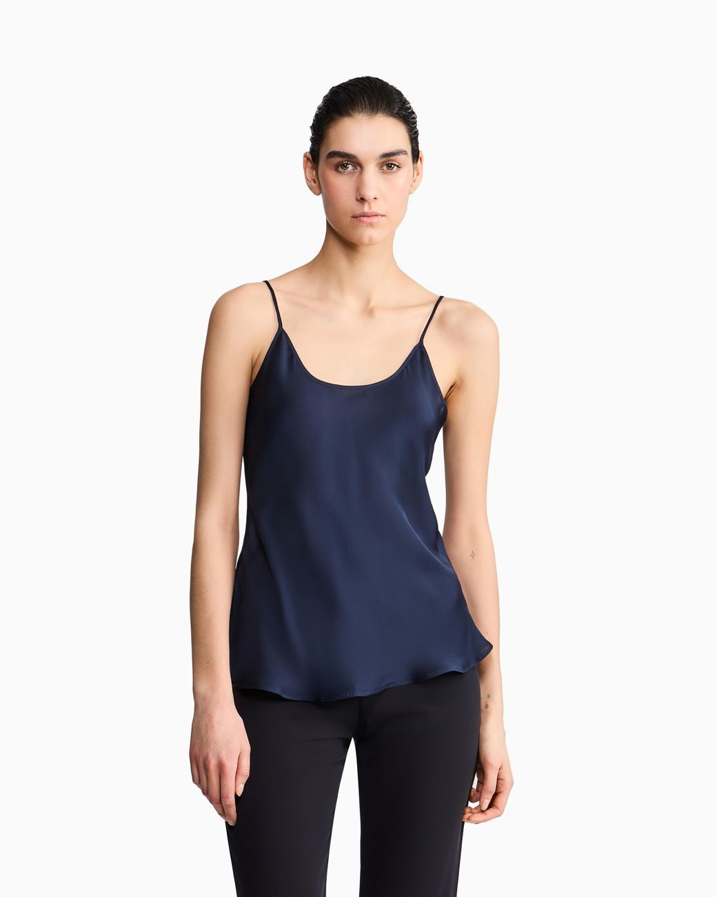 Giorgio Armani Blue Silk Charmeuse Top