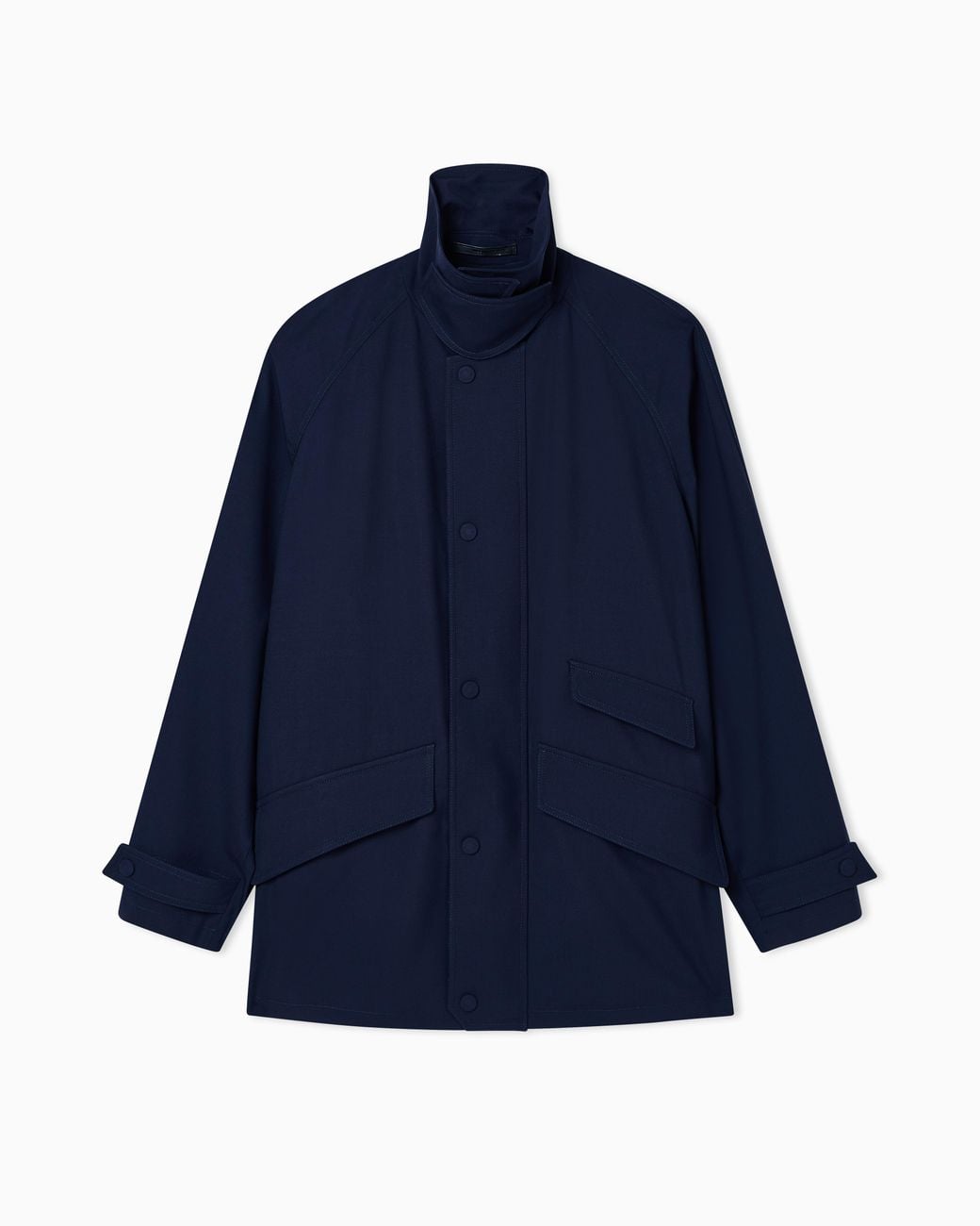 Giorgio Armani Blue Wool And Silk Canvas Pea Coat for men