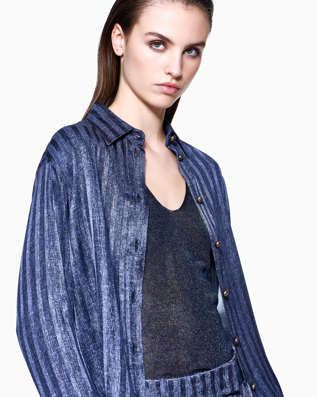 Giorgio Armani Blue Viscose Lurex Top