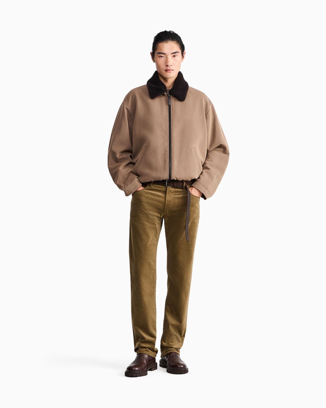 Giorgio Armani Green Five-Pocket Corduroy Trousers for men