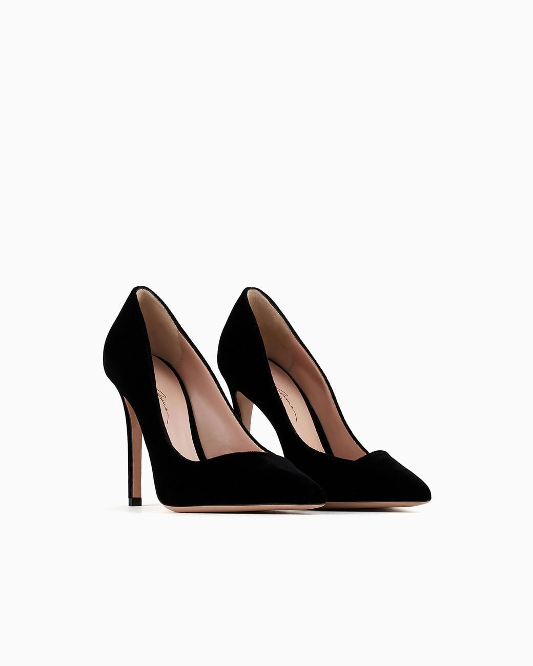 Giorgio Armani Black Velvet Court Shoes With An Asymmetric Top Line