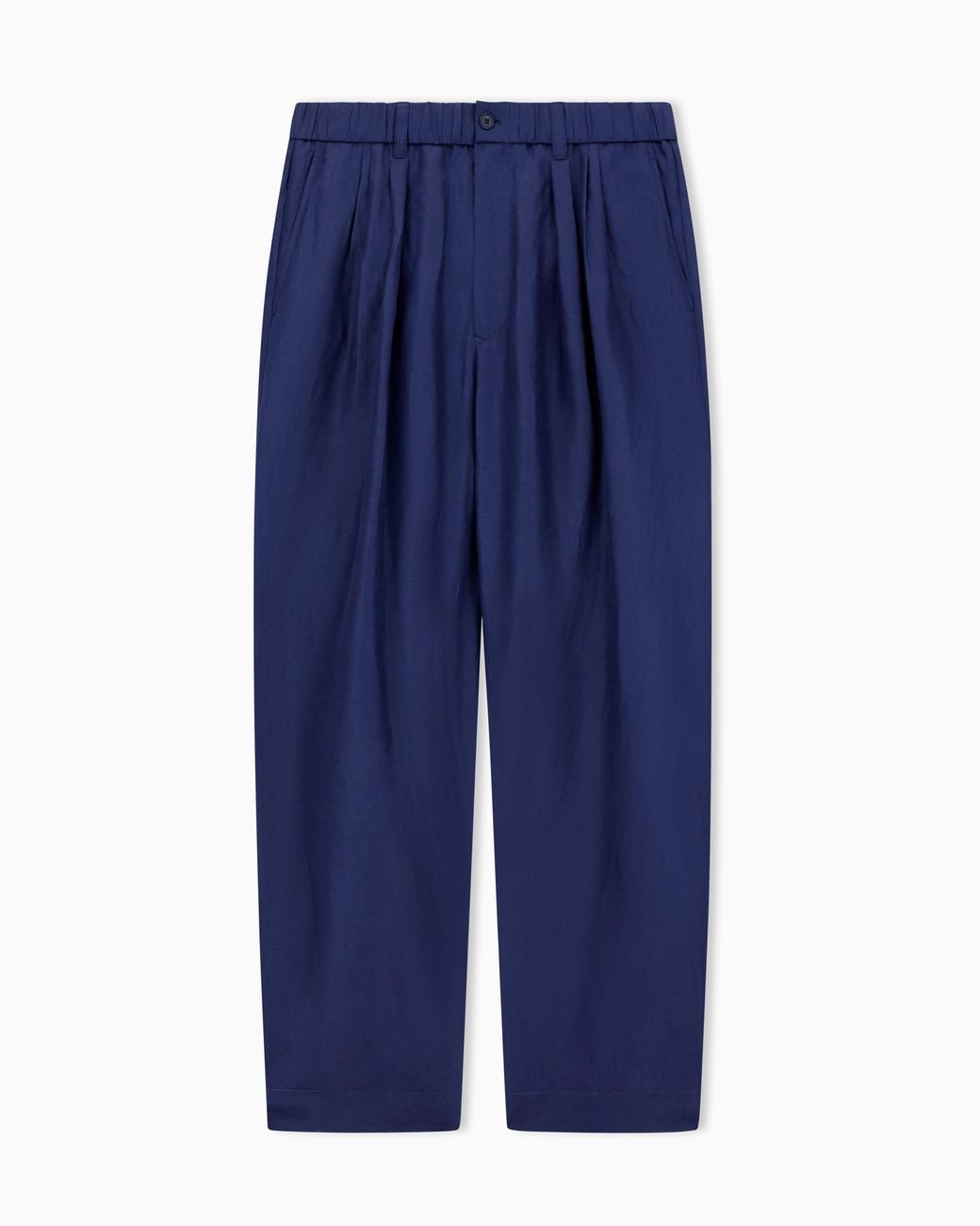 Giorgio Armani Blue Linen And Faded Silk Trousers With Pleats for men
