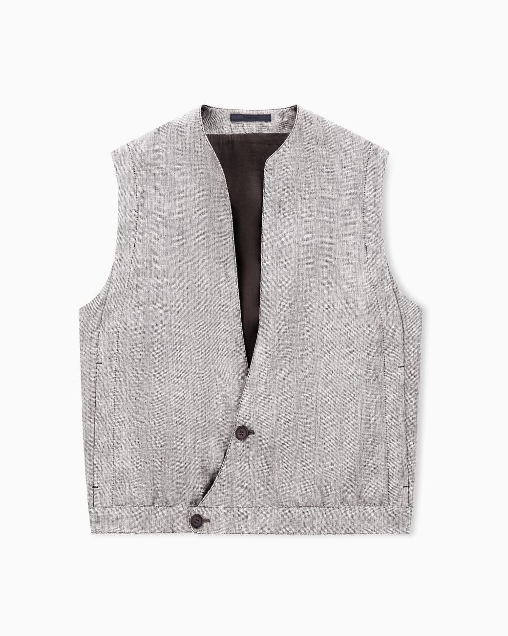 Giorgio Armani Gray Mélange Linen Waistcoat for men