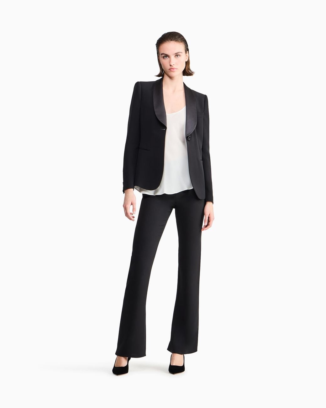 Giorgio Armani White Silk Charmeuse Top