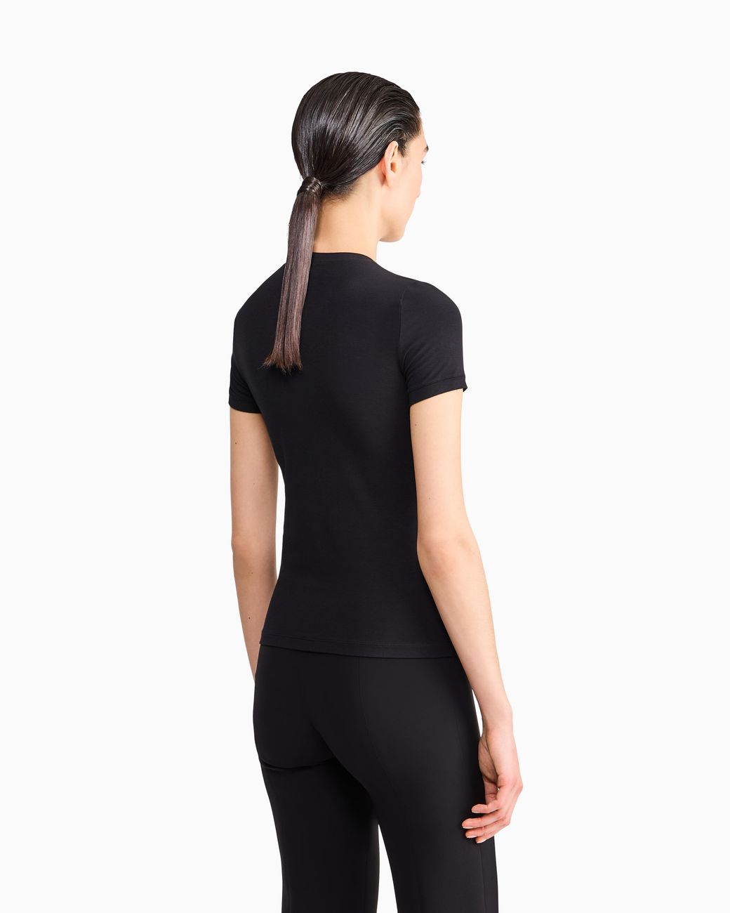 Giorgio Armani Black Jersey T-Shirt With A Crew Neck And Short Sleeves