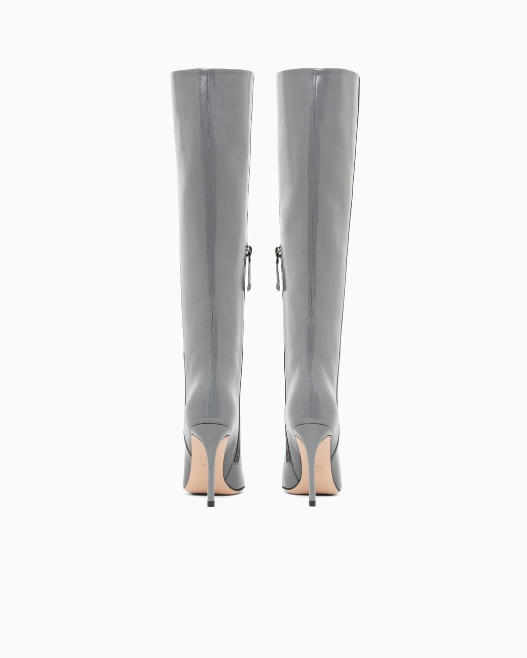 Giorgio Armani Gray Patent Leather High-Heeled Boots