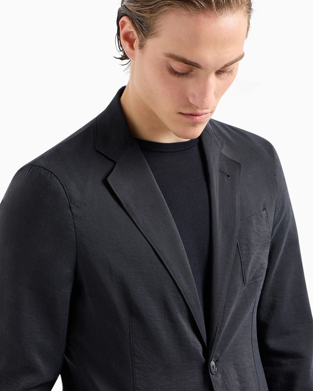 Giorgio Armani Blue Upton Line Single-Breasted Jacket for men