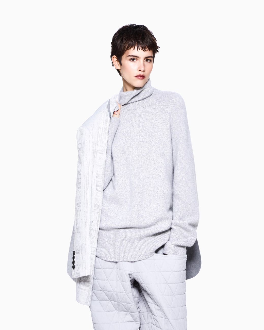 Giorgio Armani White Oversized Turtleneck Sweater