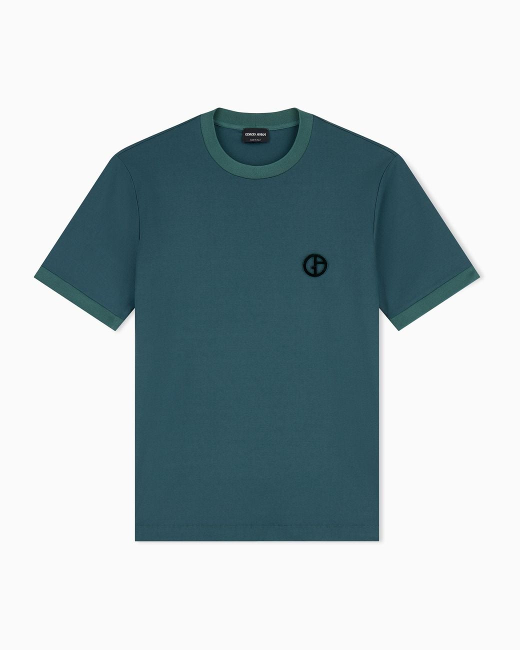 Giorgio Armani Blue Interlock T-Shirt With Embroidered Logo Online Exclusive for men