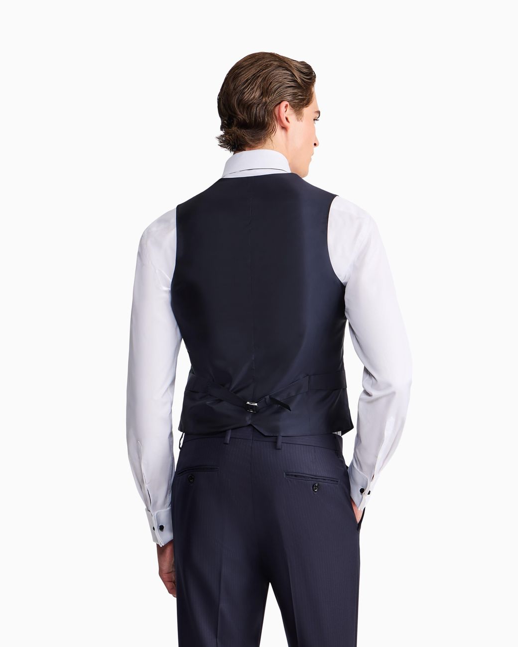 Giorgio Armani Blue Single-Breasted Pinstripe Vest for men