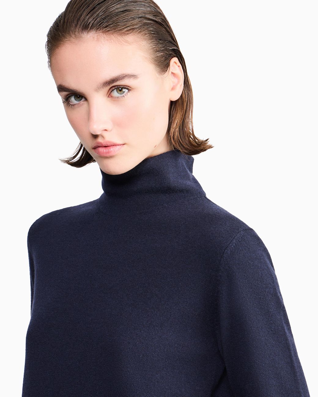 Giorgio Armani Blue Pure Cashmere Cowl-Neck Jumper