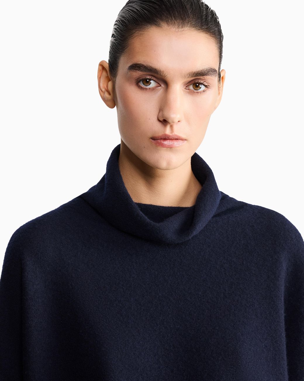 Giorgio Armani Blue Sweater Regular Fit Pure Cashmere Volcano Collar