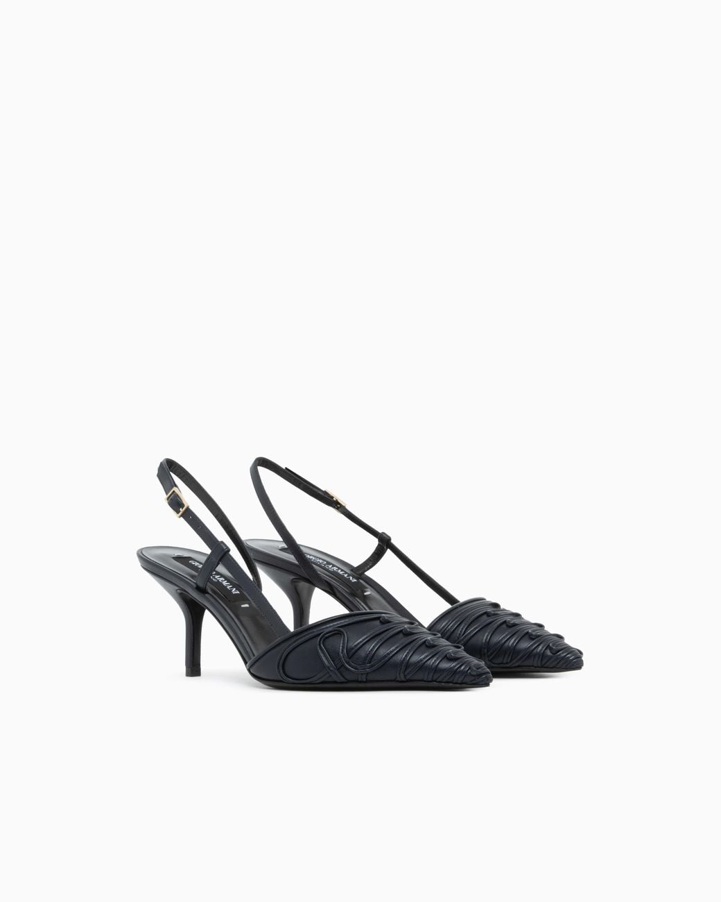 Giorgio Armani White Decollete Shoe With Cornely Details And Leather Upper