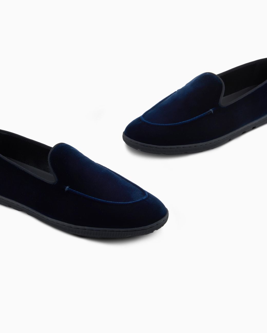 Giorgio Armani Blue Velvet Slip On Shoes With A Flexible Rubber Sole for men