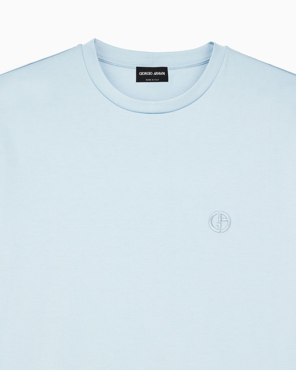 Giorgio Armani Blue Short-Sleeve Cotton Interlock T-Shirt With Logo for men