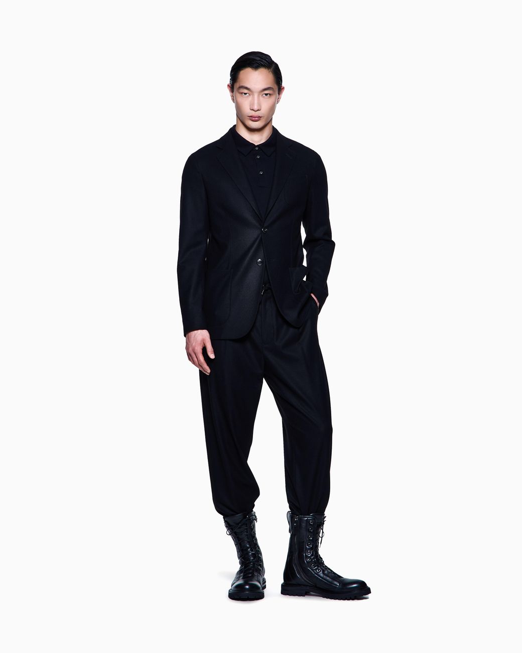 Giorgio Armani Black Upton Line Single-Breasted Jacket for men