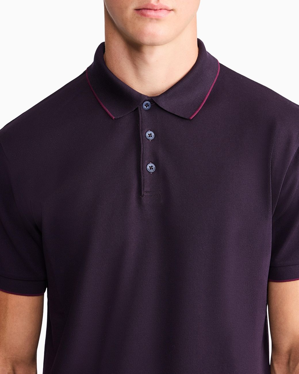 Giorgio Armani Blue Cotton Piqué Polo With Contrasting Trim for men
