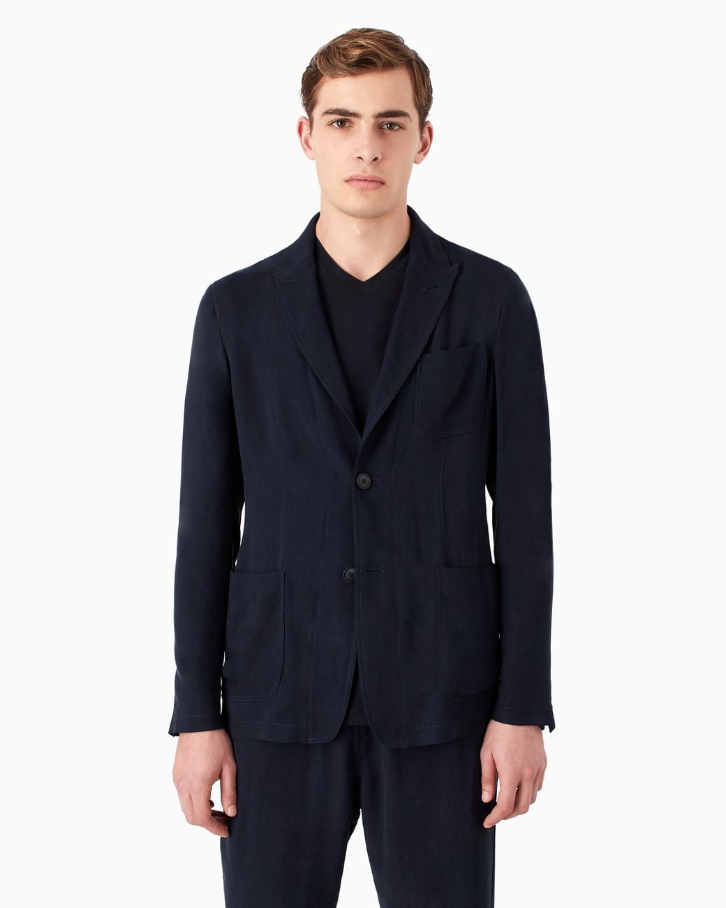 Giorgio Armani Blue Cupro Jacket With A Single-Breasted Two-Button Design Icon for men