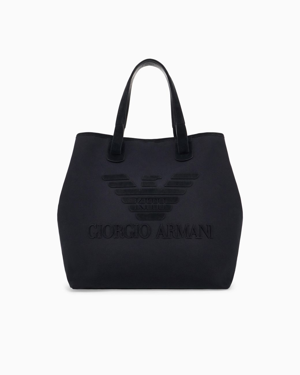 Giorgio Armani Blue Cotton Shopper With Suede Details X Kith for men