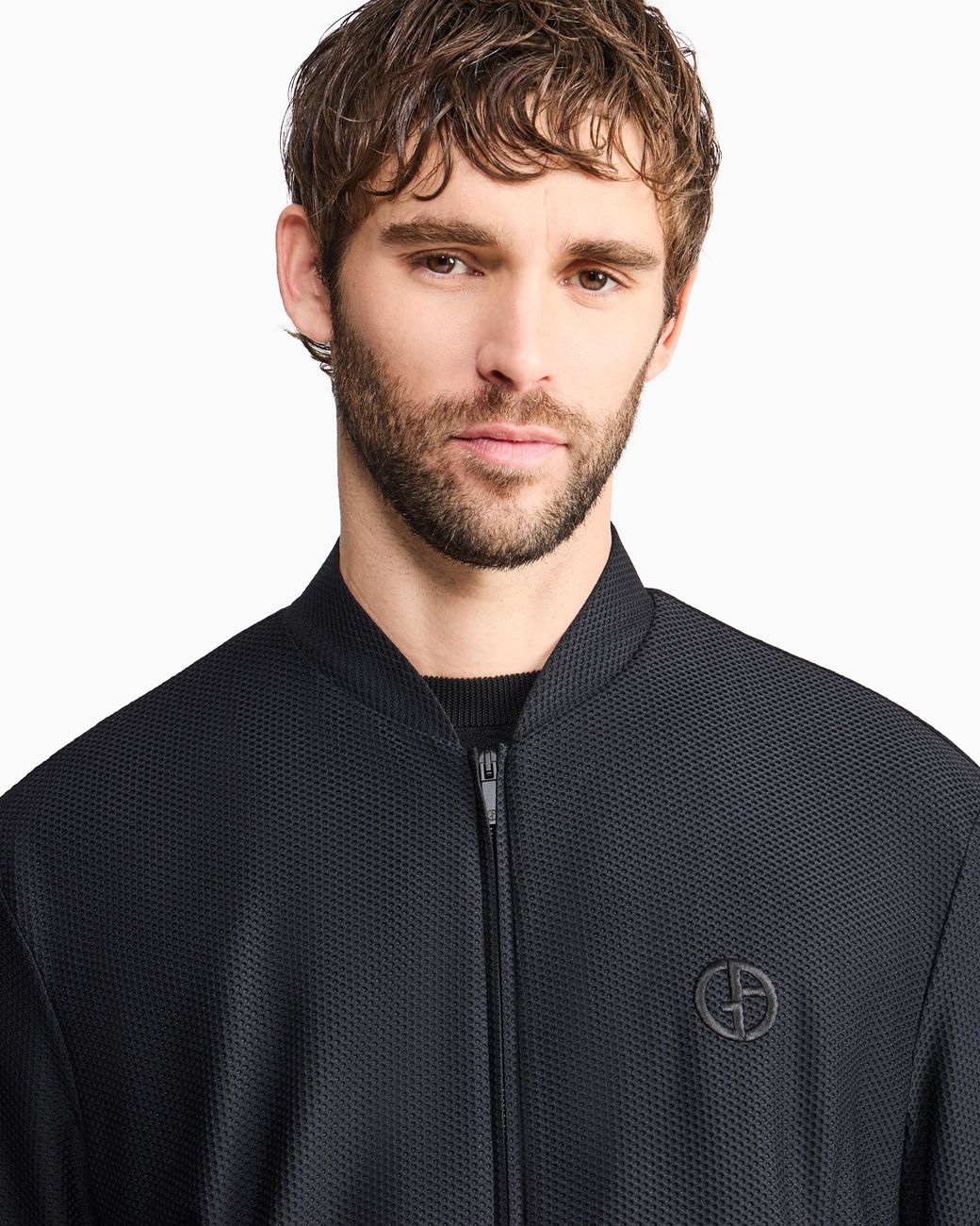 Giorgio Armani Blue Technical Waffle Blouson for men