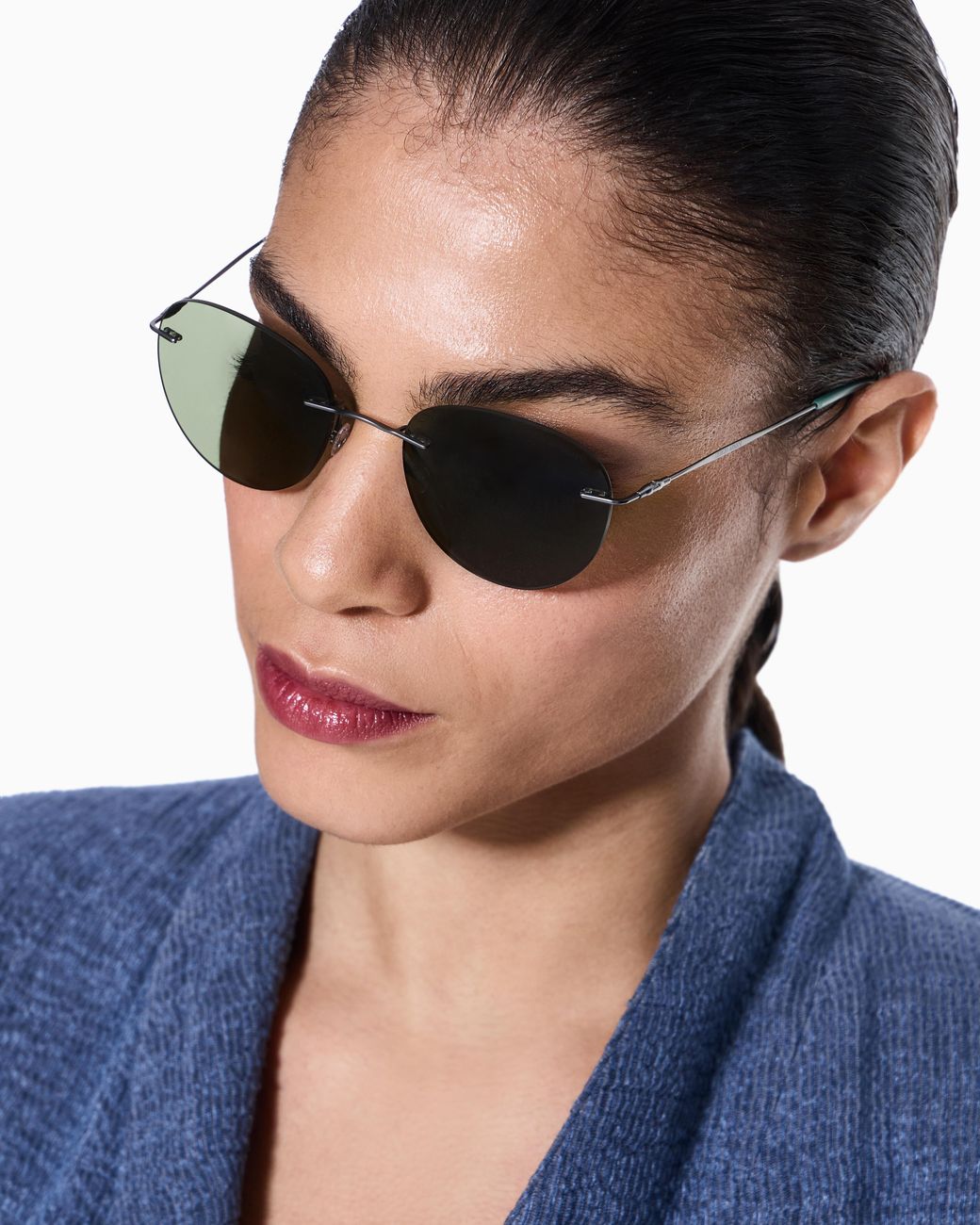 Giorgio Armani Green Round Sunglasses for men