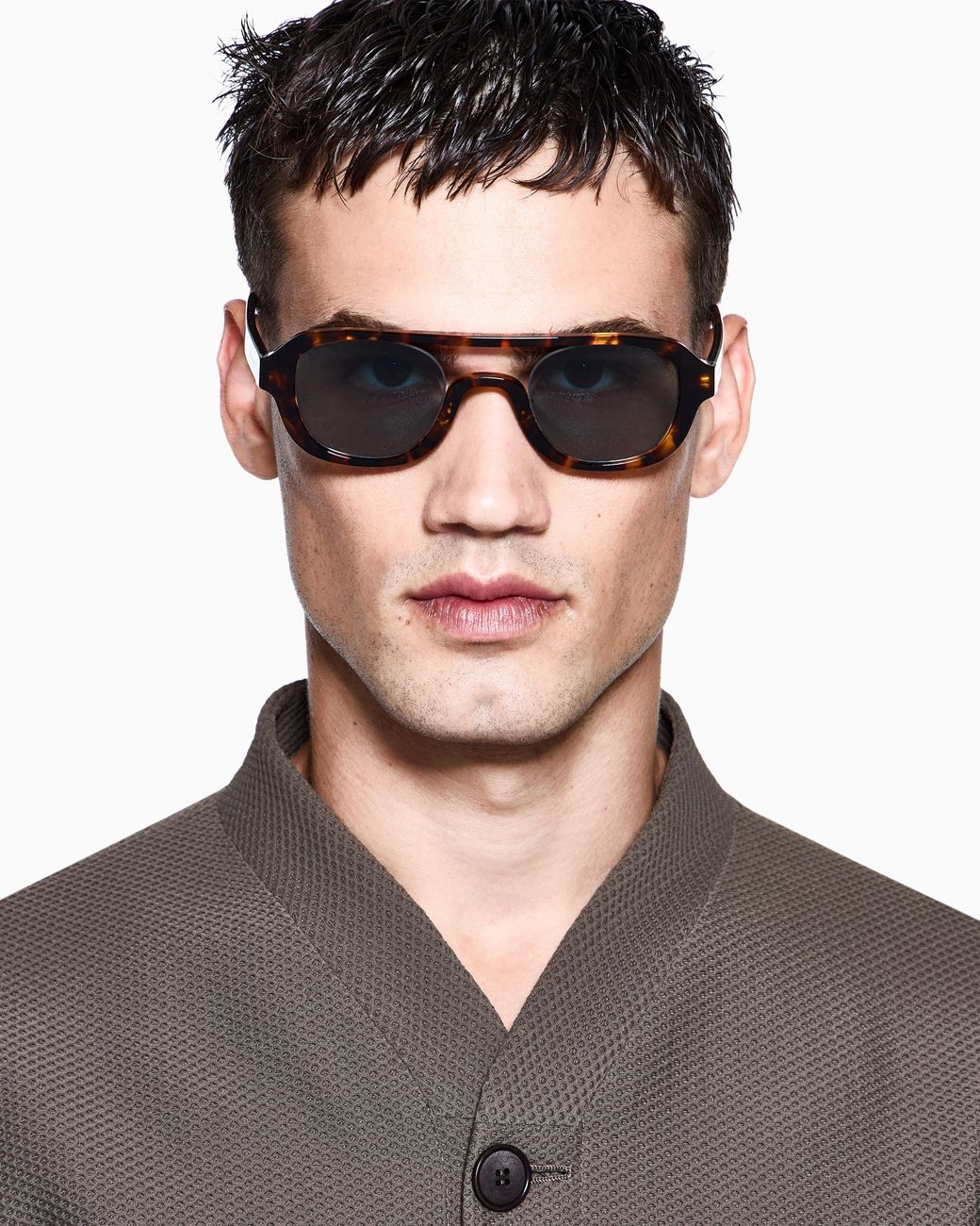 Giorgio Armani Green Irregular-Shaped Sunglasses for men