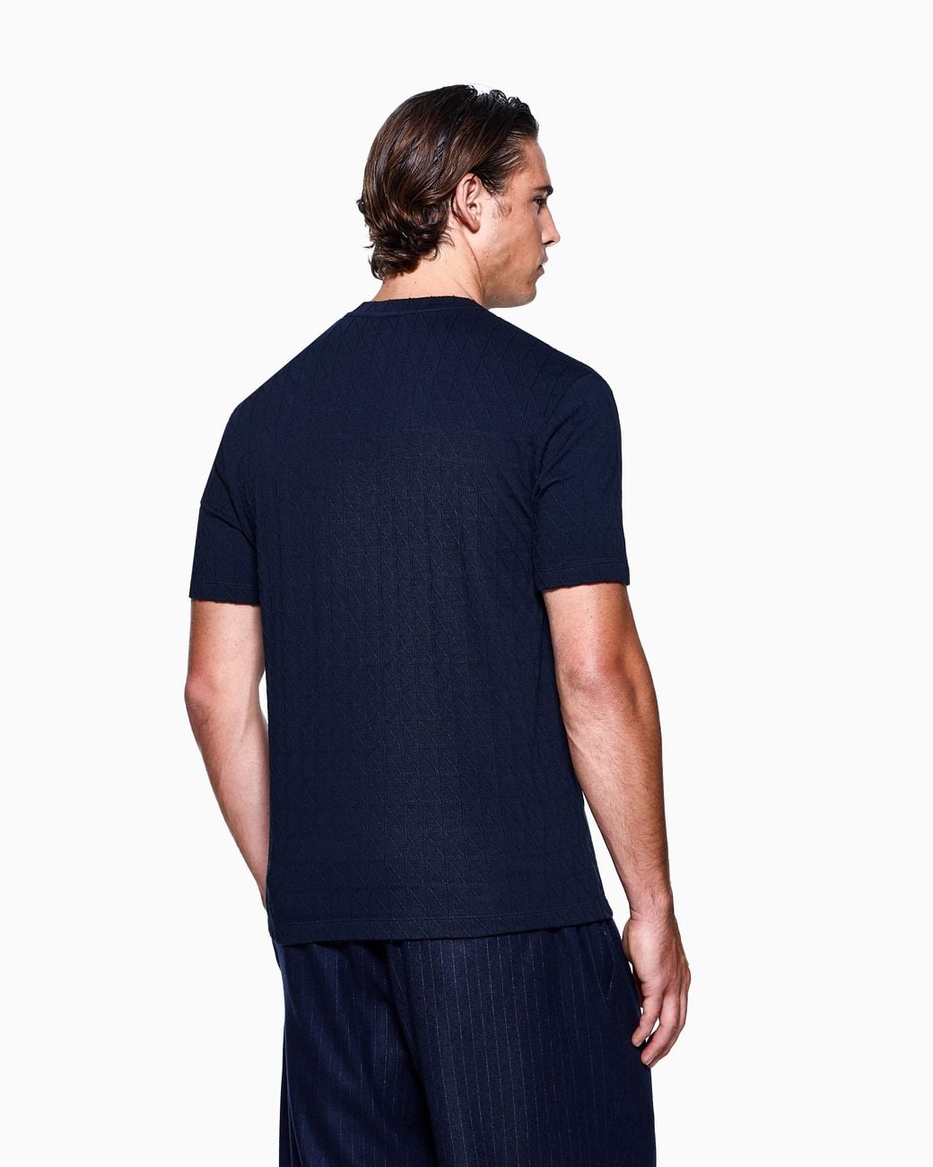Giorgio Armani Blue Asv Stretch Cashmere And Viscose-Blend Crew-Neck T-Shirt for men