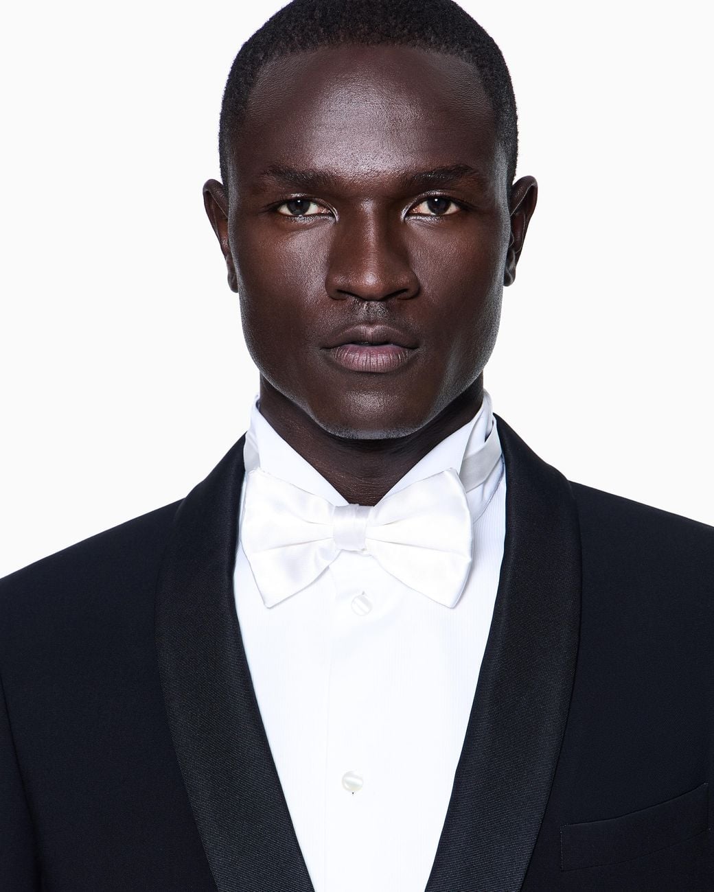 Giorgio Armani White Pure Silk Knotted Bow Tie for men