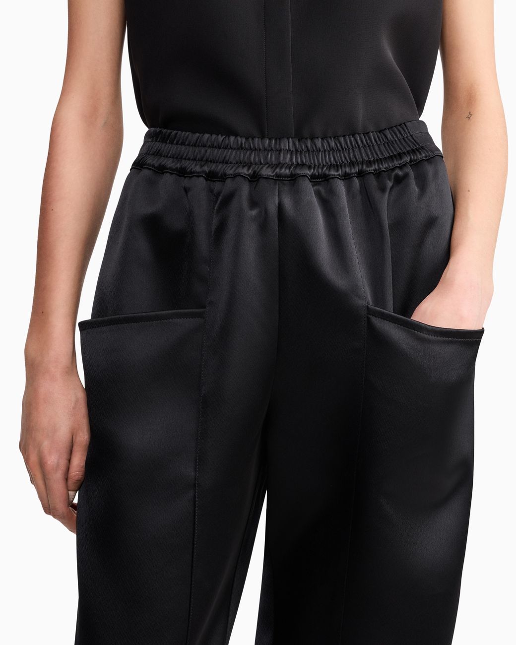 Giorgio Armani Blue Trousers Techno Duchesse Oversized Fit With Front Pockets