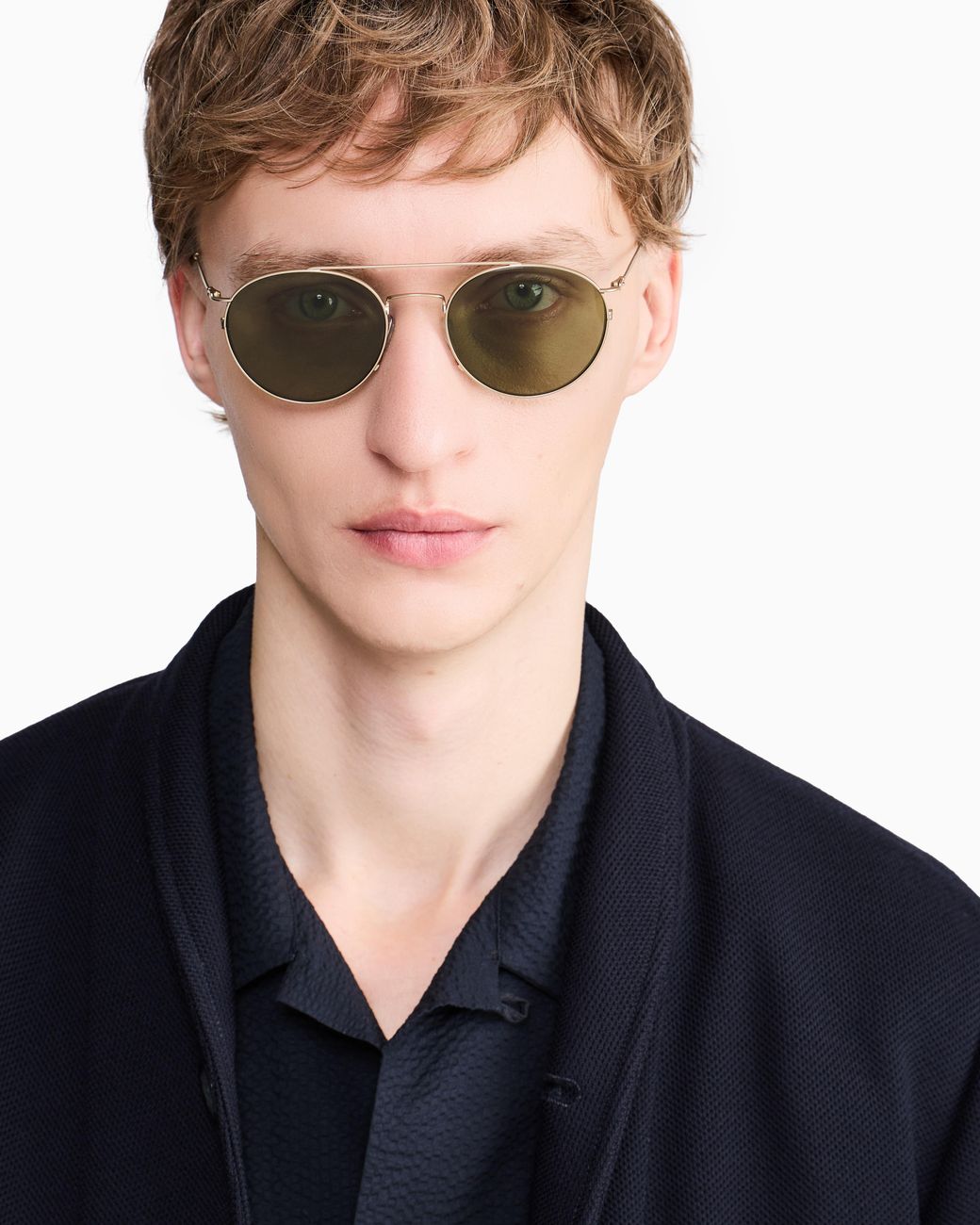 Giorgio Armani Green Round Sunglasses for men