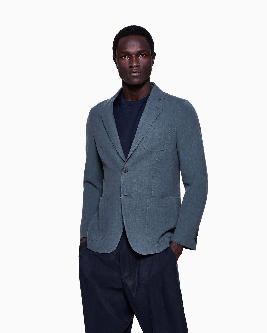Giorgio Armani Blue Upton Line Single-Breasted Jacket for men