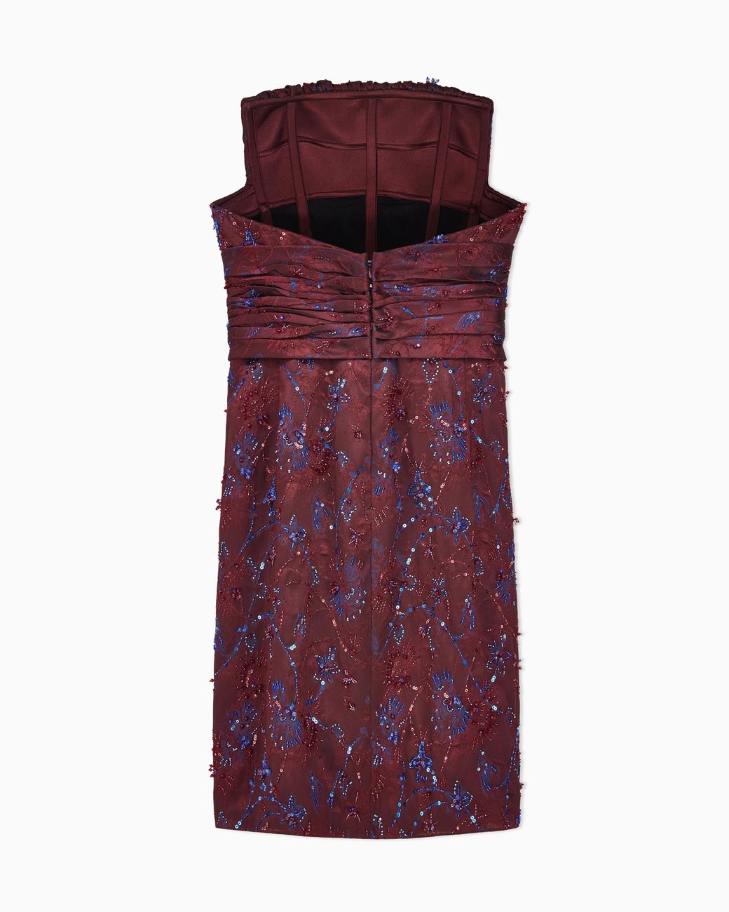 Giorgio Armani Purple Strapless Evening Dress With Floral Embroidery And Beading