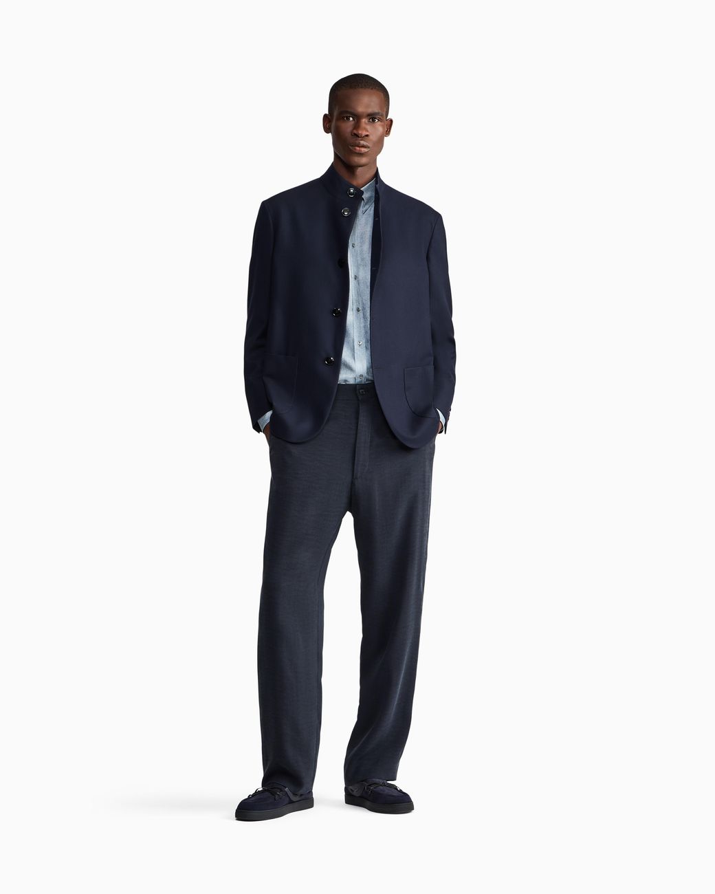 Giorgio Armani Blue Straight-Leg Trousers for men