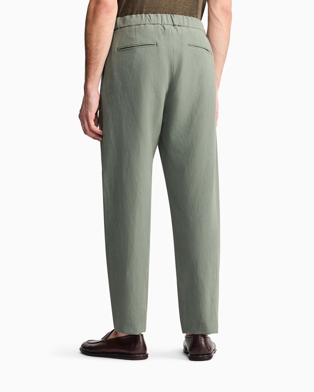 Giorgio Armani Green Single-Pleat, Linen-Canvas Trousers for men