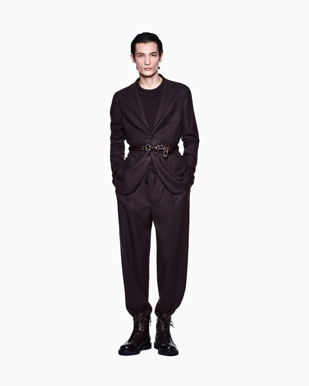 Giorgio Armani Blue Long-Sleeved, Pure Cashmere Interlock Jumper for men
