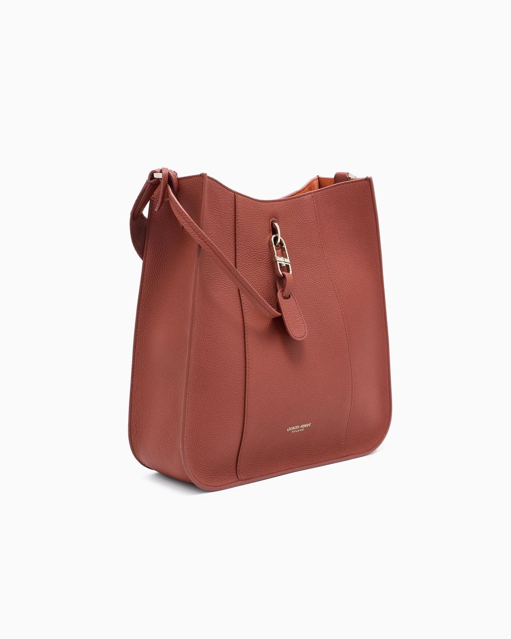 Giorgio Armani Red Pebbled Leather Shoulder Bag