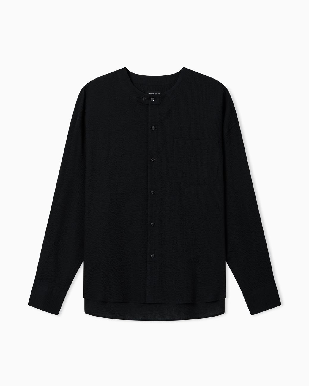 Giorgio Armani Black Cotton Seersucker Shirt for men
