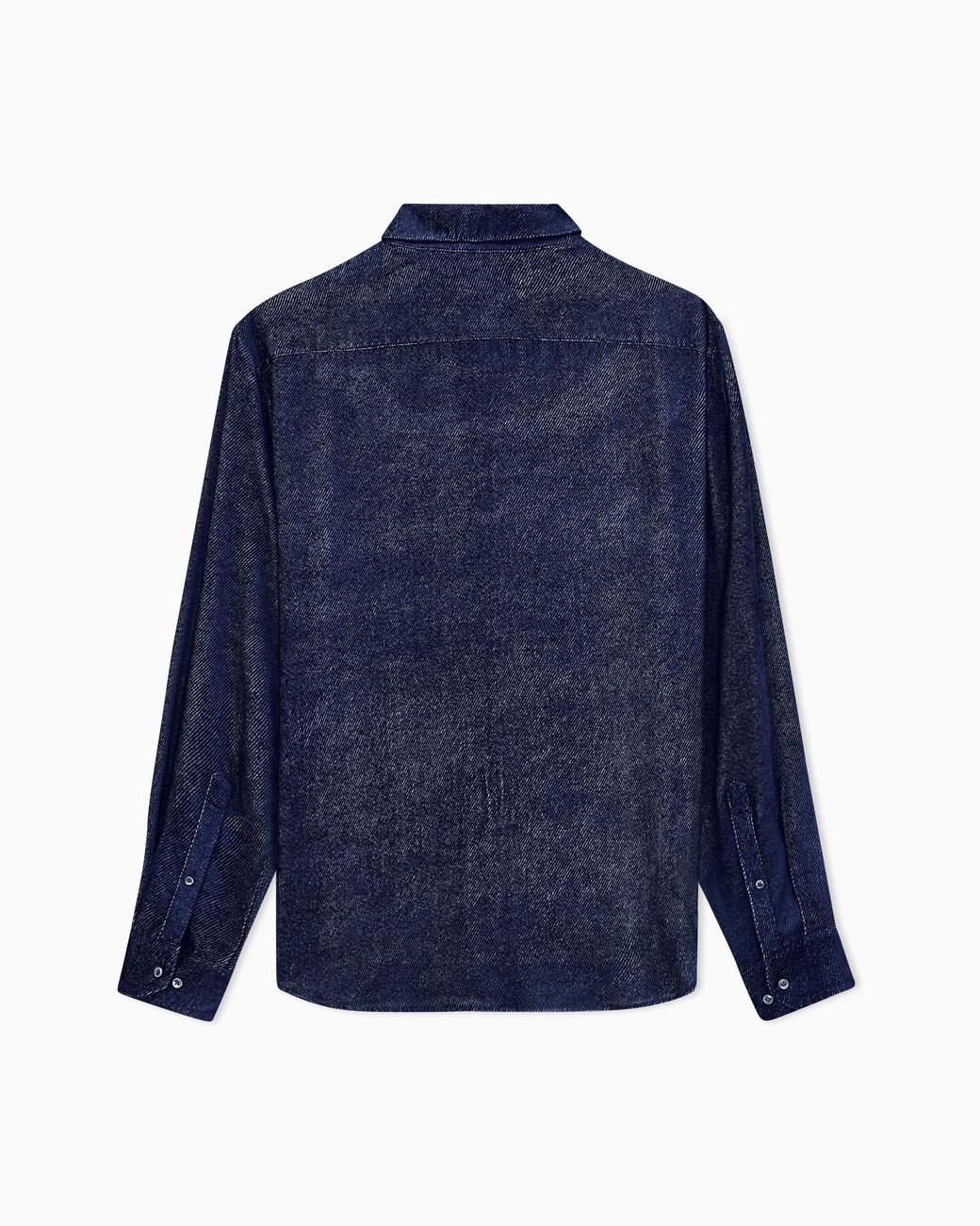 Giorgio Armani Blue Shirt Silk-Blend Devoré Velvet Twill Design for men