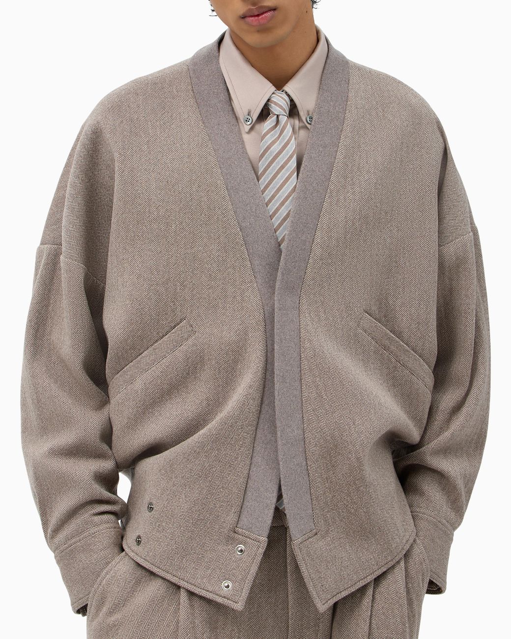 Giorgio Armani Gray Cashmere-Blend Knit-Effect Blouson X Kith for men
