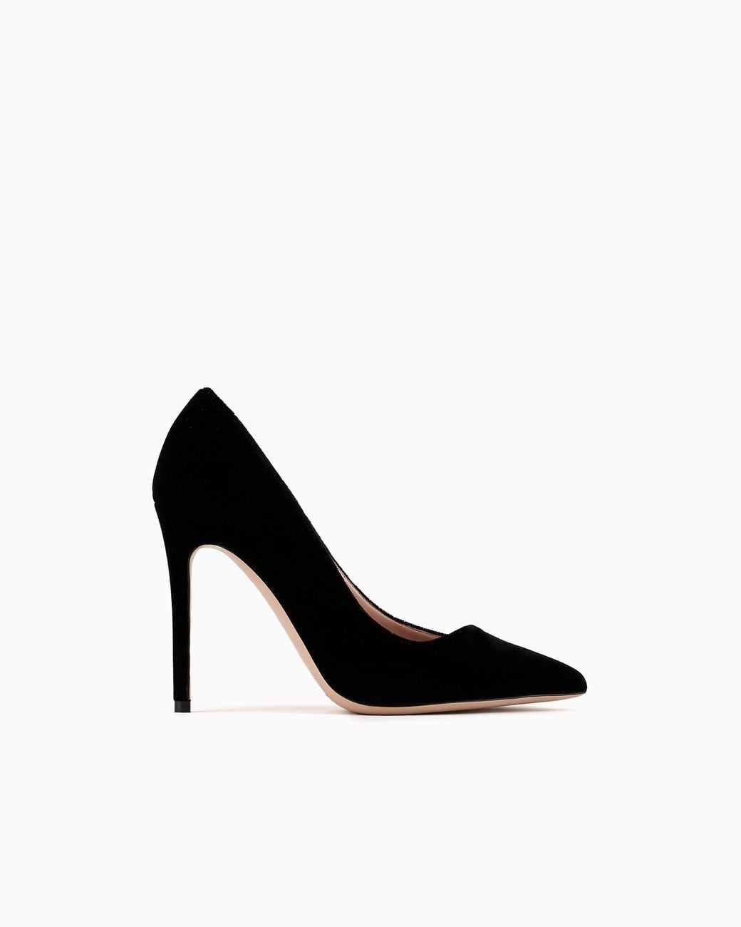 Giorgio Armani Black Velvet Court Shoes With An Asymmetric Top Line