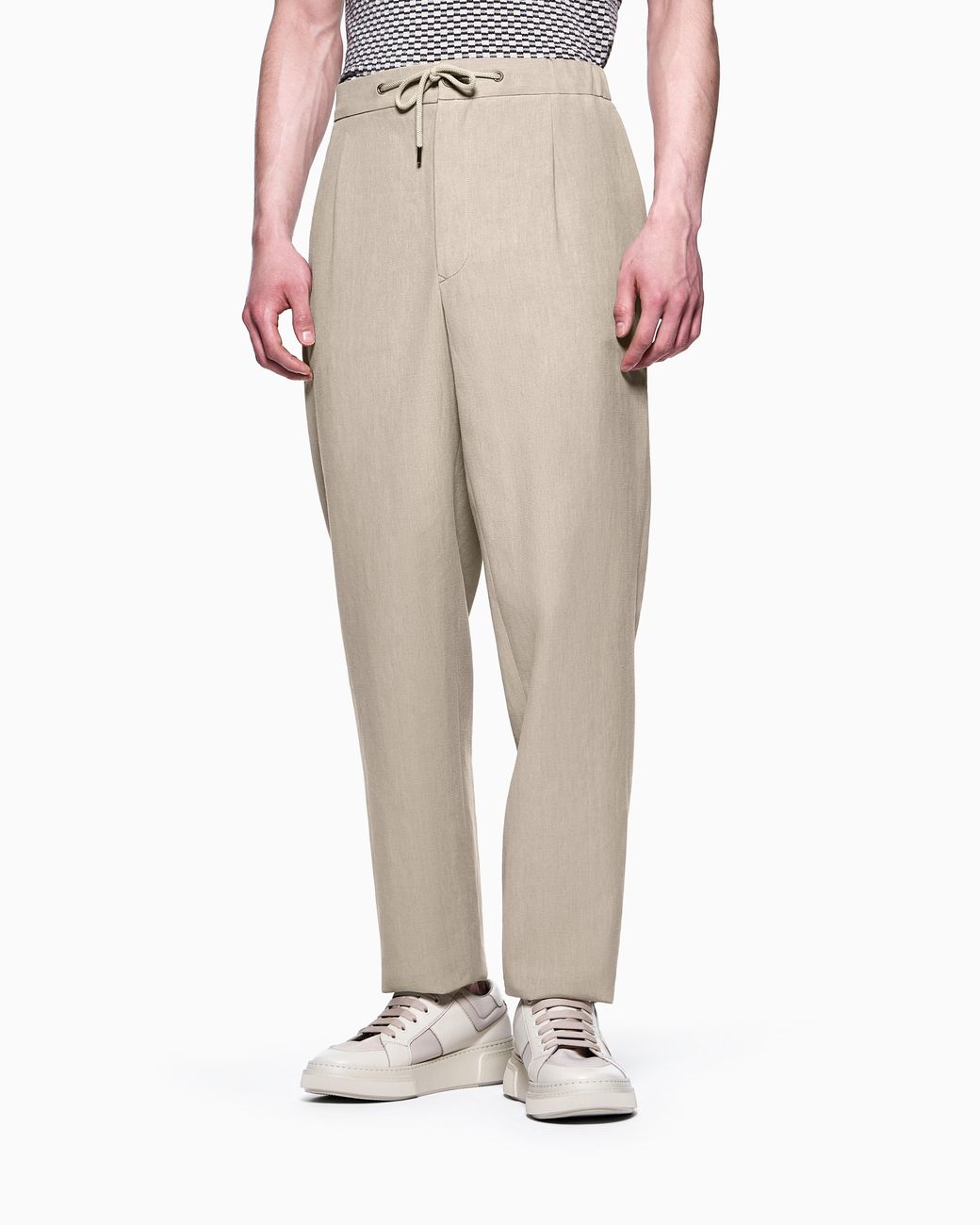 Giorgio Armani Gray Single-Pleat, Linen-Canvas Trousers for men