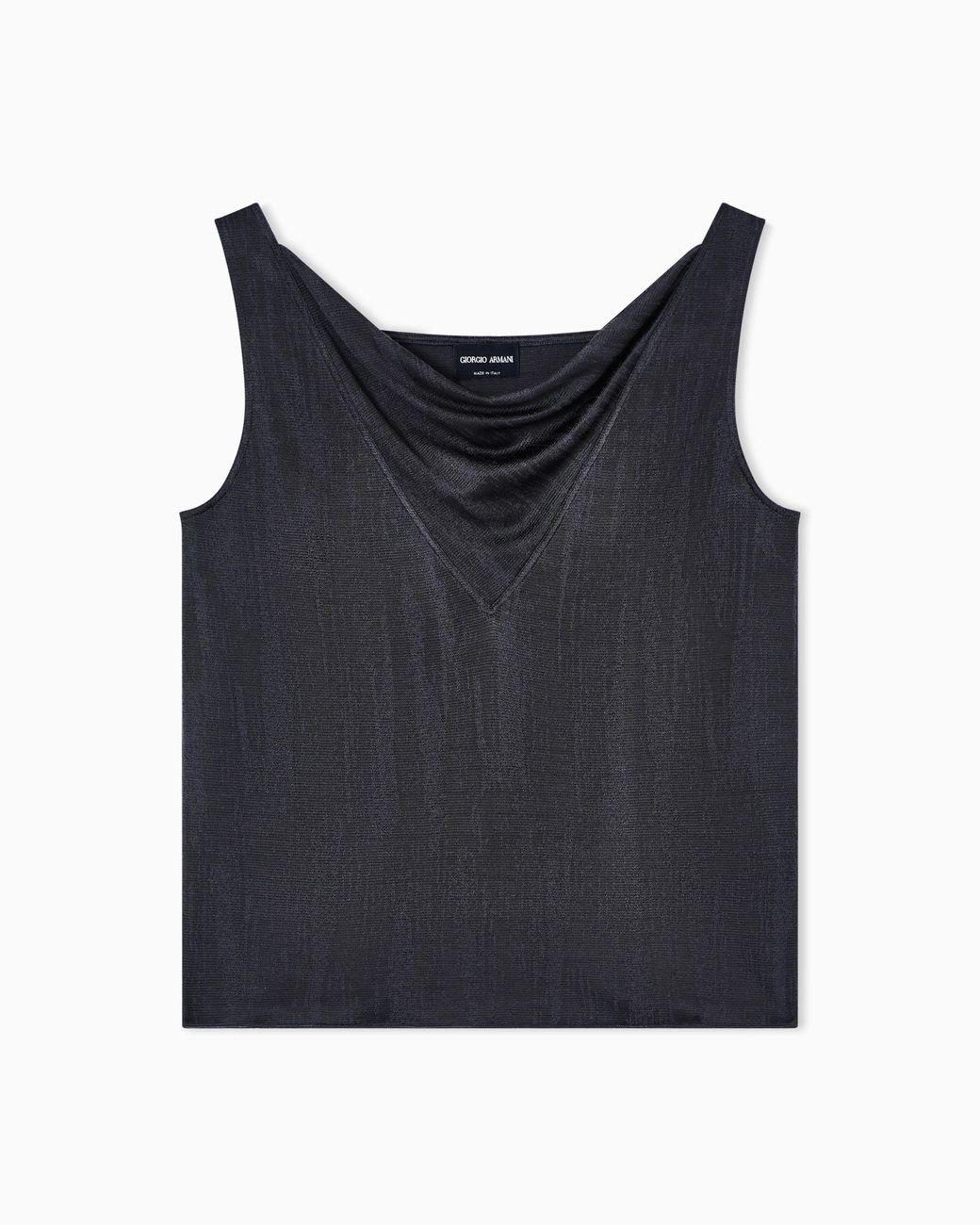 Giorgio Armani Black Jacquard Viscose Jersey Draped Top
