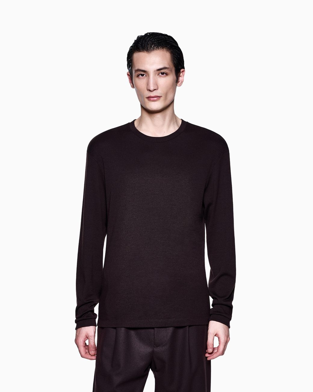 Giorgio Armani Blue Long-Sleeved, Pure Cashmere Interlock Jumper for men